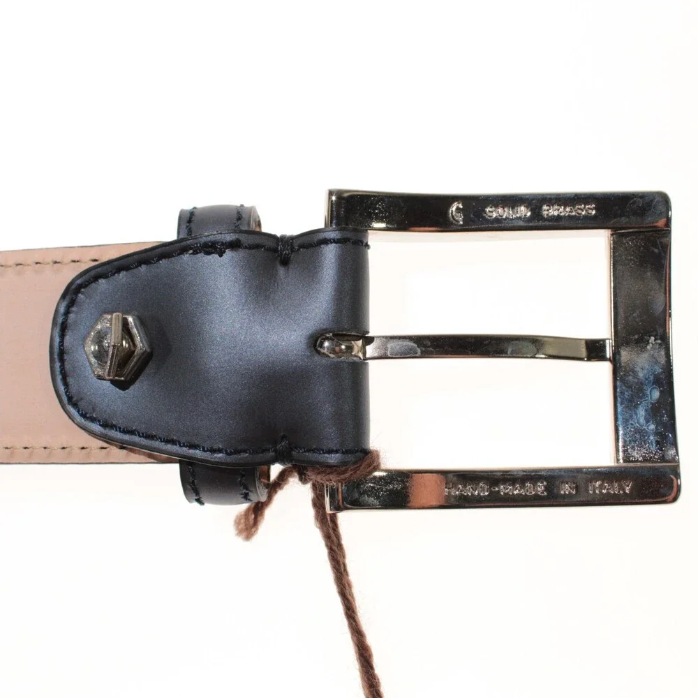 Di Bianco NWT Cut to Size Dress Belt In Solid Navy Blue Leather One Size